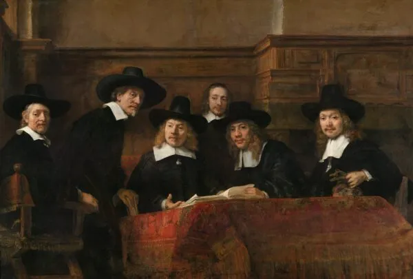 Rembrandt – I sindaci dei drappieri – l’originale del 1662 al Rijksmuseum di Amsterdam – olio su tela