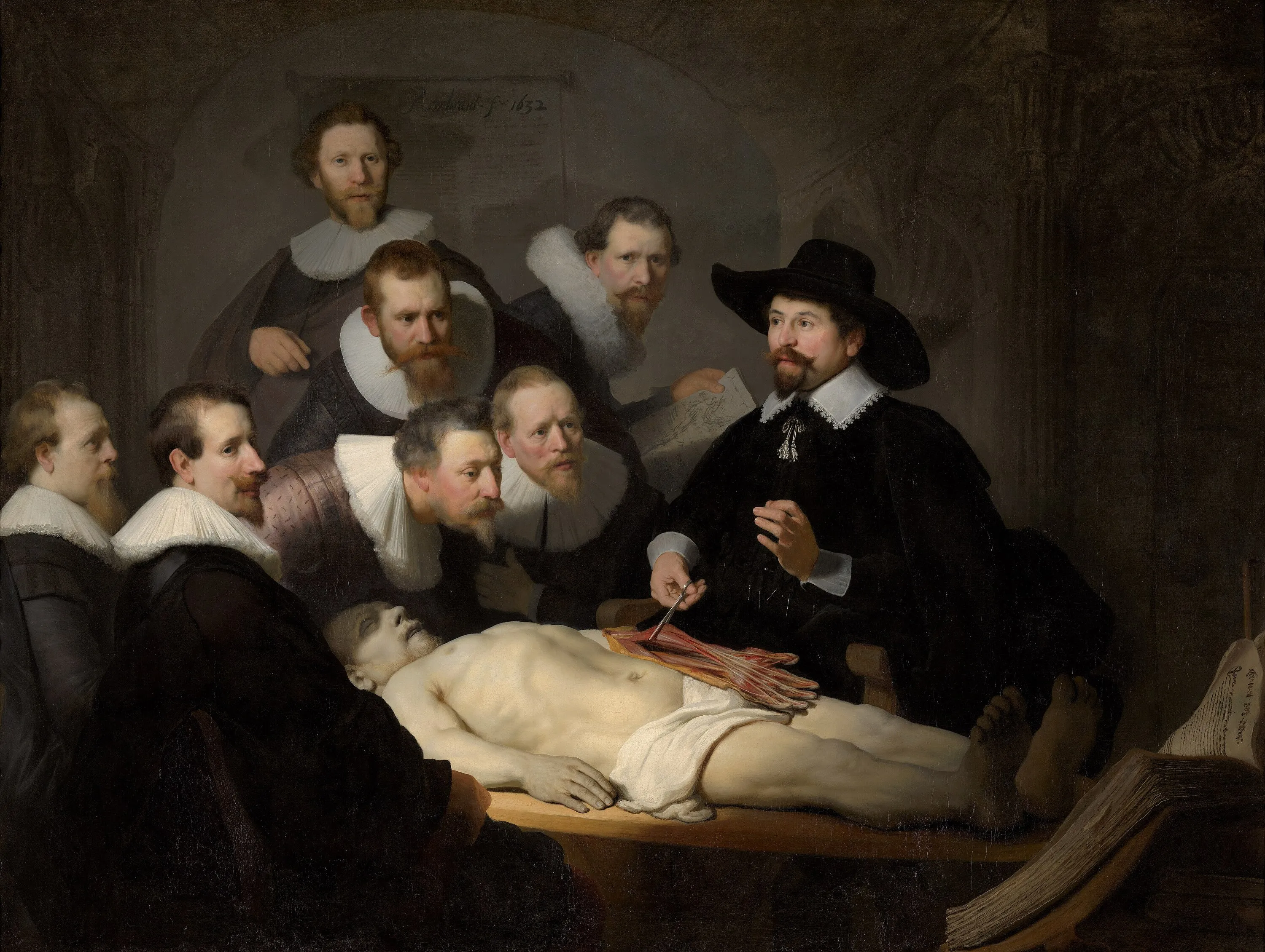 Rembrandt – Lezione di anatomia del dottor Nicolaes Tulp – l’originale del 1632 al Mauritshuis dell’Aia – olio su tela