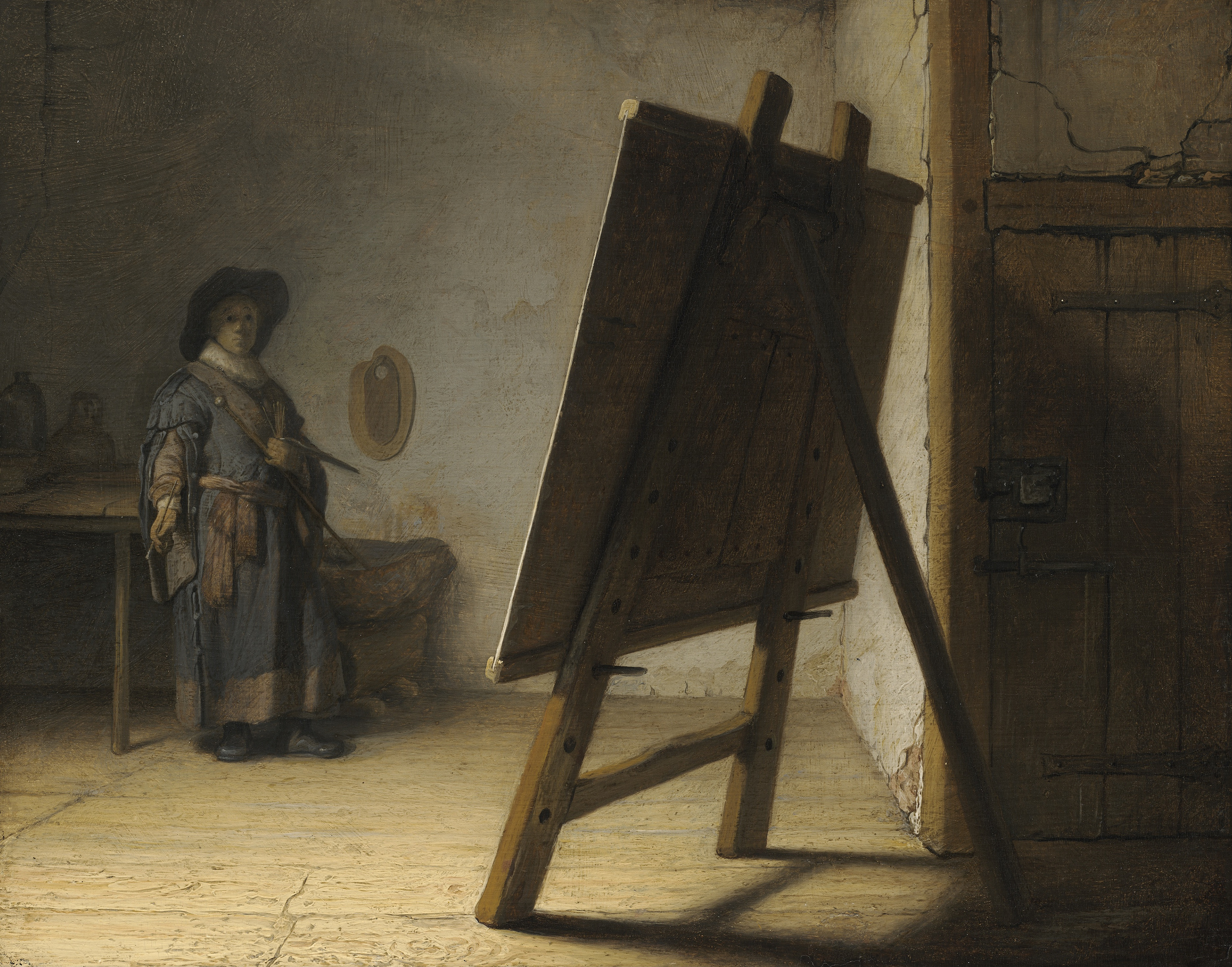 Rembrandt – Der Künstler in seinem Atelier – das Original um 1628 im Museum of Fine Arts Boston – Öl auf Holz