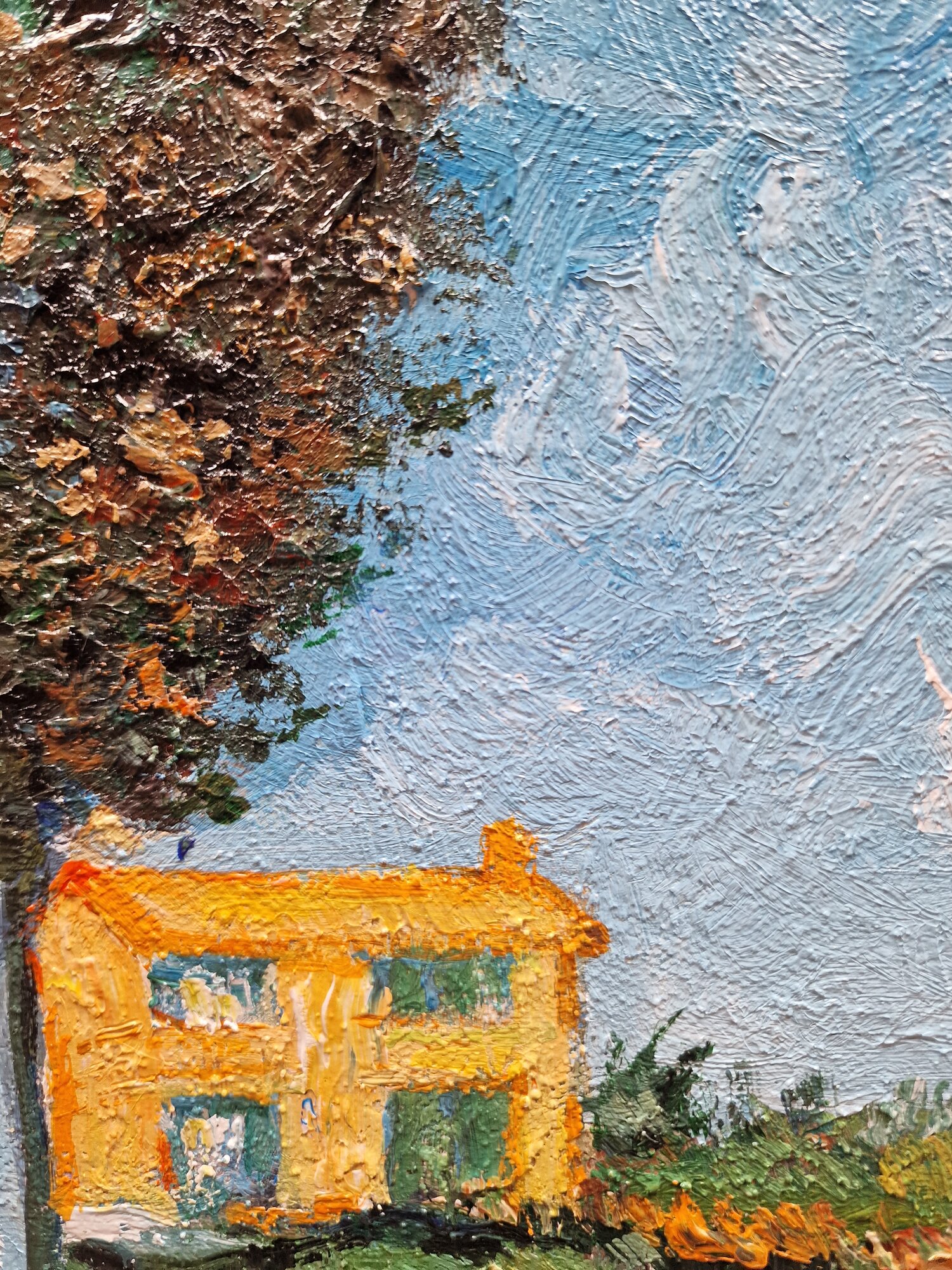 Vincent van Gogh – Cesta pri Arlesu – ročno naslikana slika na platnu – fotografija 4 Vincent van Gogh – Route près d’Arles – gros plan des touches de pinceau faites à la main sur la toile