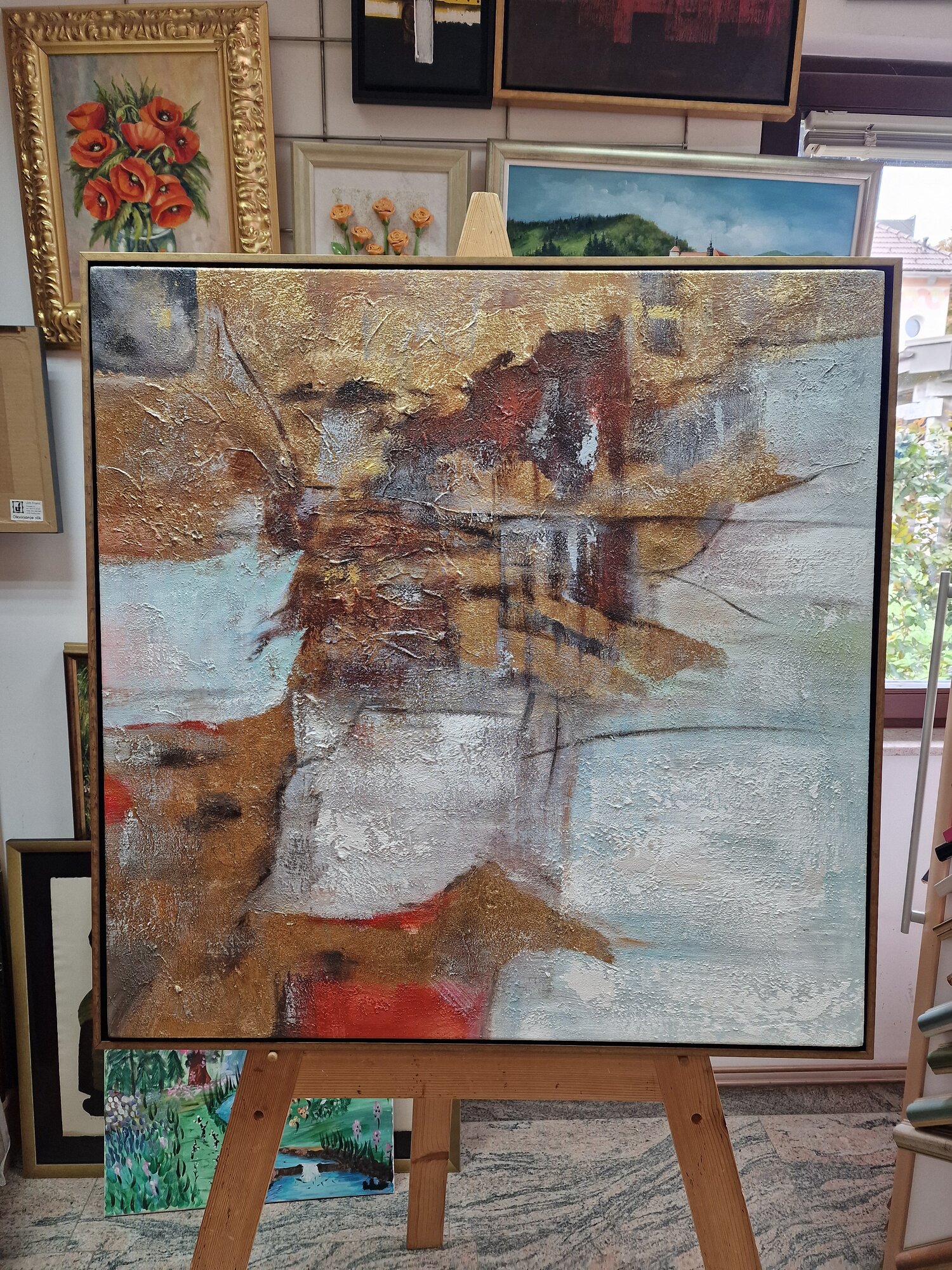 Tableau abstrait – Vieille fresque – vue de face – partie droite, dans un cadre au choix en option