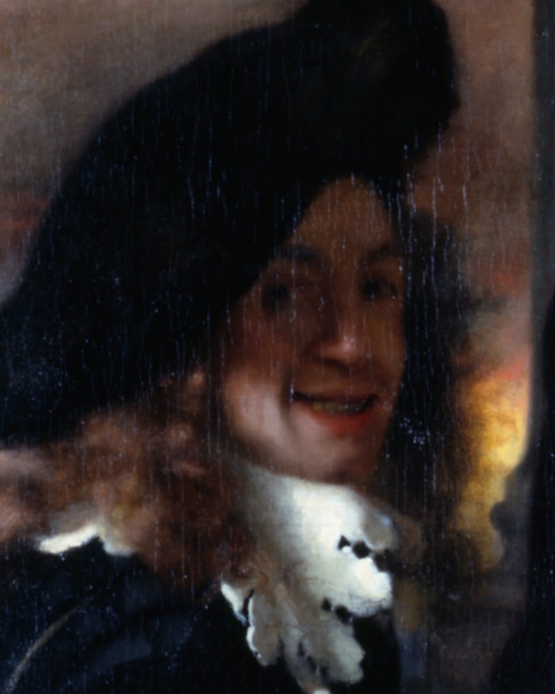 Johannes Vermeer, pretpostavljeni autoportret – mladić slijeva na slici Svodnica (1656.), isječak