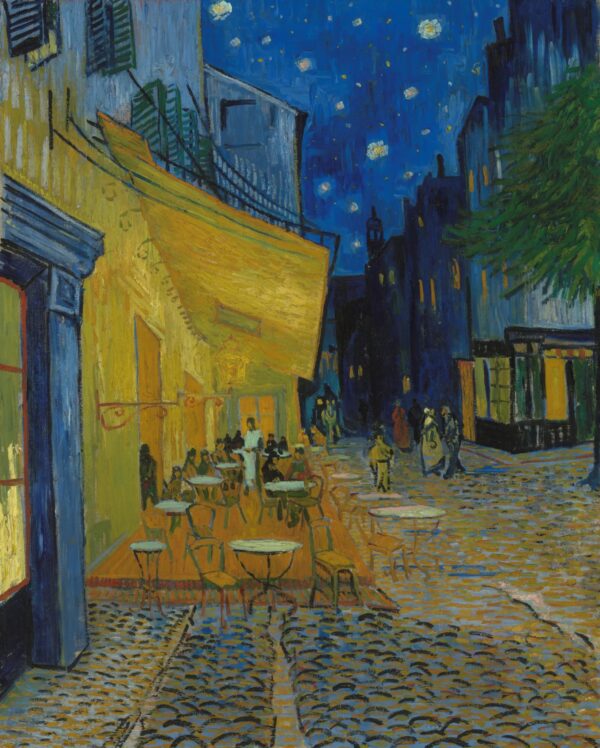 Vincent van Gogh – Caféterrasse am Abend – das Original von 1888 im Kröller-Müller Museum – Öl auf Leinwand