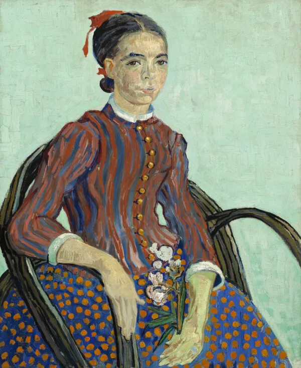 Vincent van Gogh – La Mousmé – the 1888 original of a girl with oleander in a cane armchair, National Gallery of Art, Washington – oil on canvas