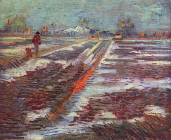 Vincent van Gogh – Landscape with Snow – the 1888 original, Solomon R. Guggenheim Museum, New York, Thannhauser Collection – oil on canvas