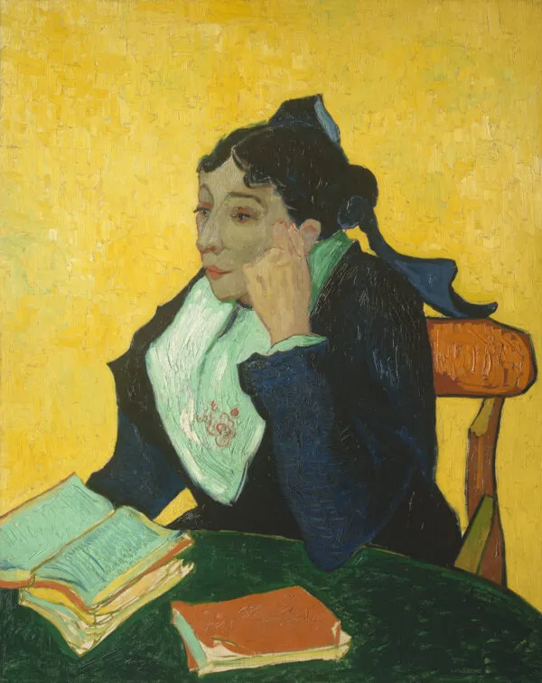 Vincent van Gogh – Arležanka (Madame Ginoux s knjigami) – izvirnik v muzeju The Metropolitan Museum of Art v New Yorku – olje na platnu