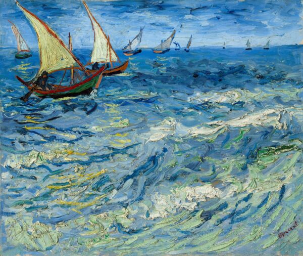 Vincent van Gogh - Halászhajók a tengeren - kézzel festett művészi festmény - olaj vásznon