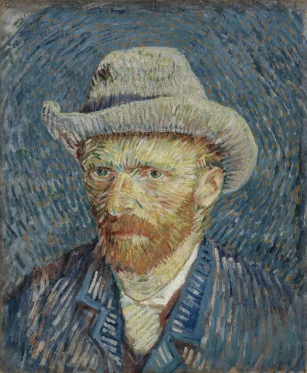 Vincent van Gogh – Self-Portrait with Grey Felt Hat – the 1887 original, Van Gogh Museum, Amsterdam (acc. no. s0016V1962) – oil on cotton