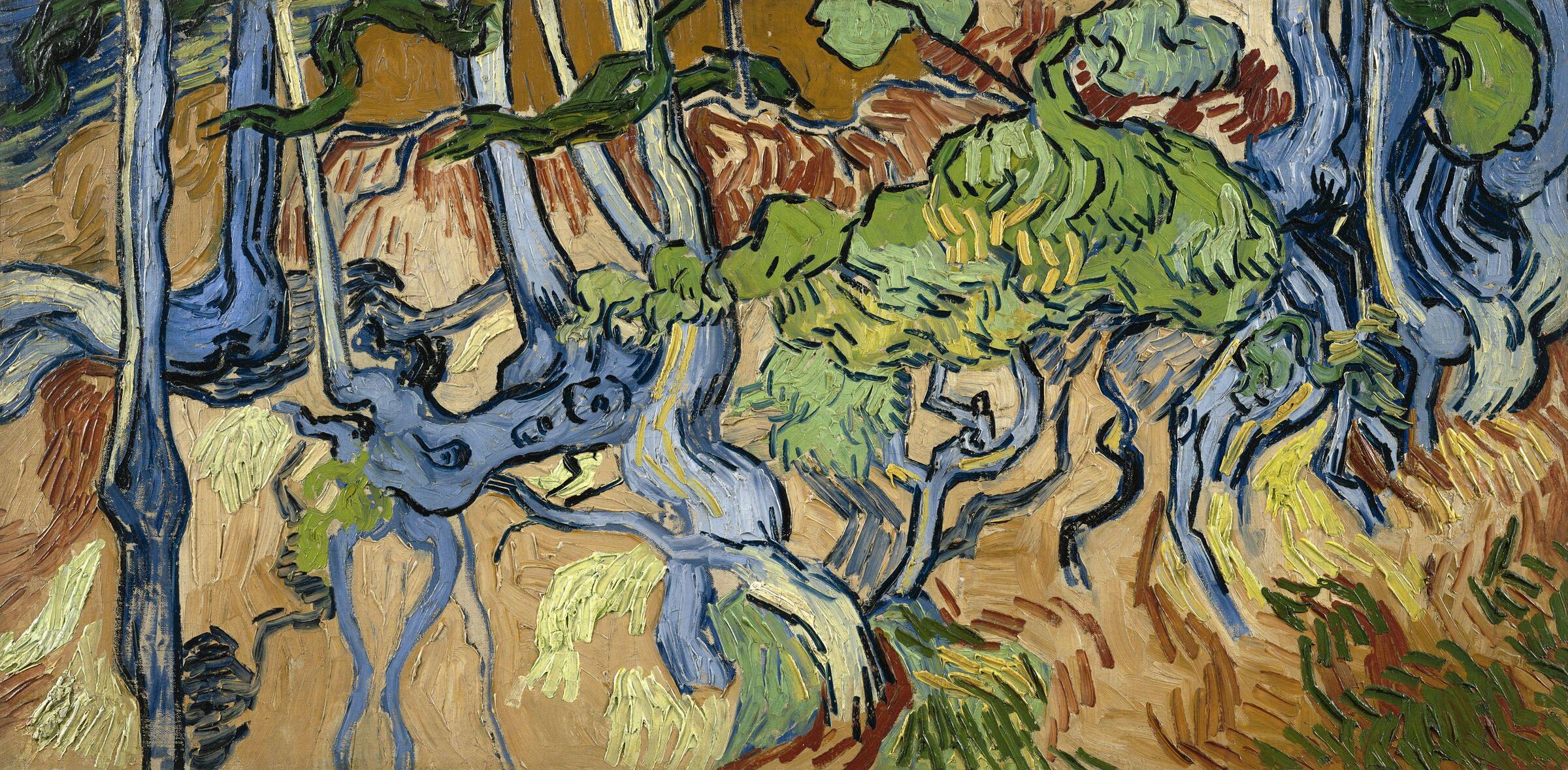 Vincent van Gogh – Tree Roots – the 1890 original in the Van Gogh Museum, Amsterdam – oil on canvas