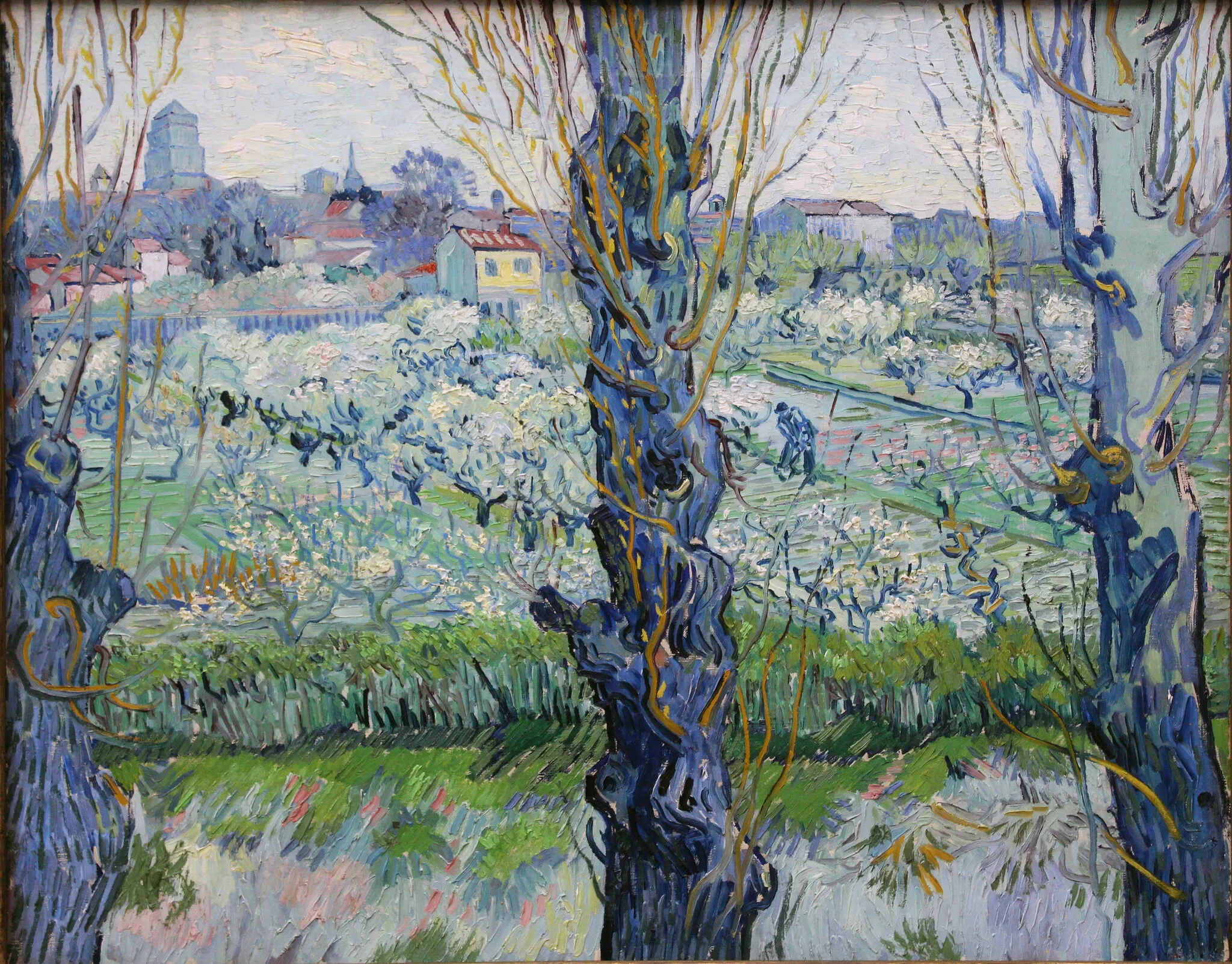 Vincent van Gogh – View of Arles, Flowering Orchards – the 1889 original, Neue Pinakothek, Munich – oil on canvas